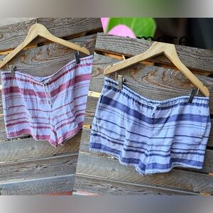 Set Of Two Ralph Lauren Blue & Red Striped High Waist Shorts Bundle